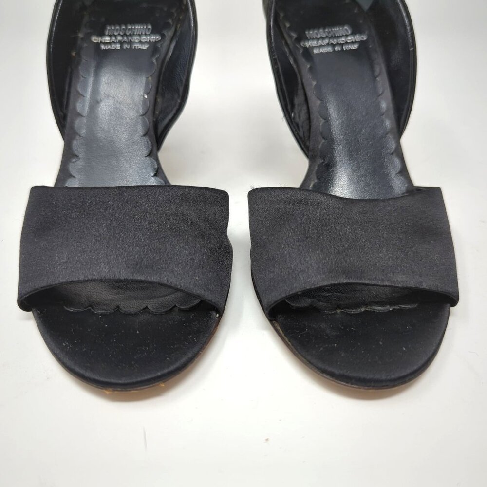 Moschino Black Heels 37 6.5 D'Orsay Cheap Chic Formal - Picture 4 of 11